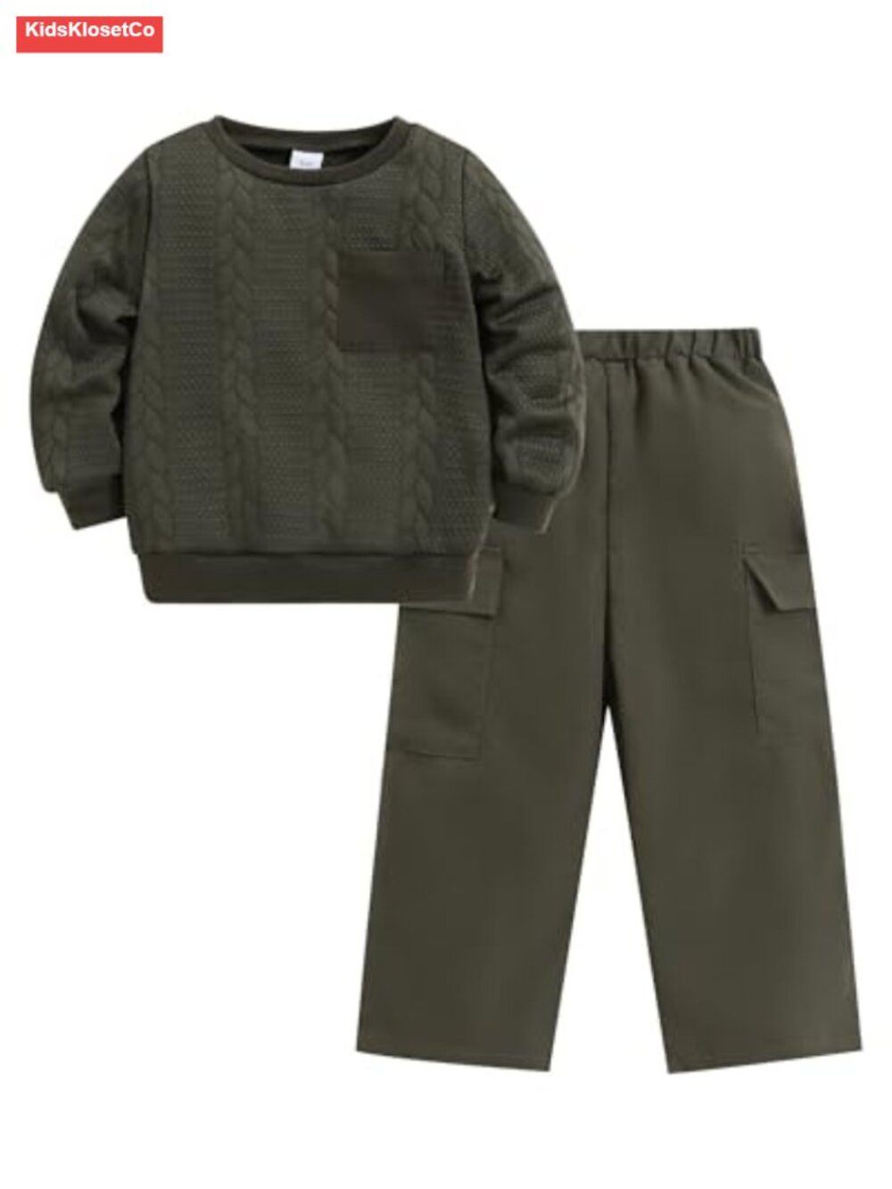 Toddler Boys Knit Pullover Sweatshirt Cargo Pants Set